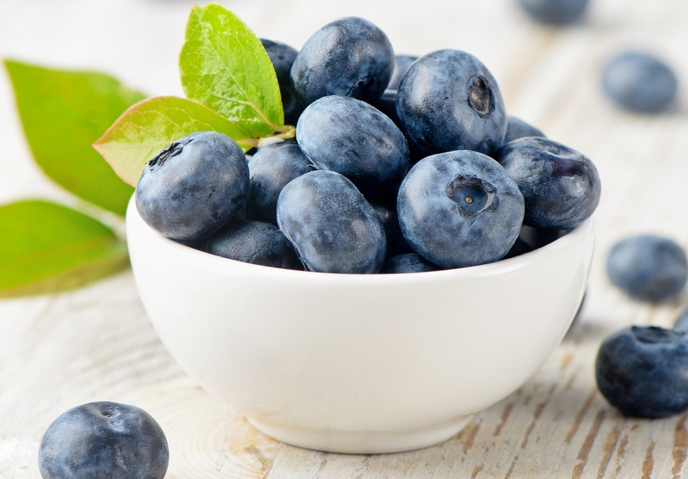 Blueberries on a wooden table